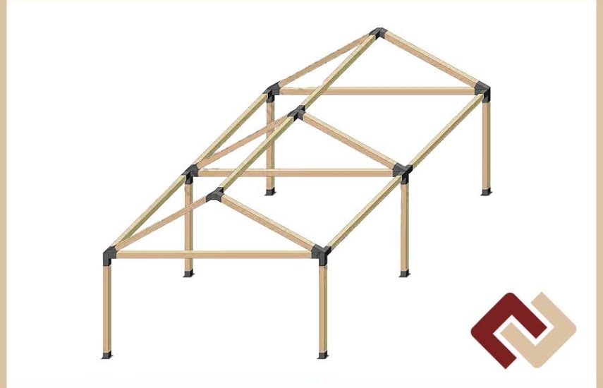 Комплект коннекторов для беседки увеличенного размера с коньковой крышей