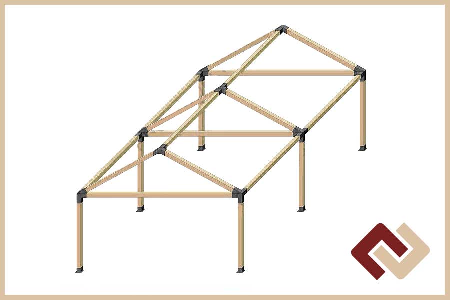 Комплект коннекторов для беседки увеличенного размера с коньковой крышей