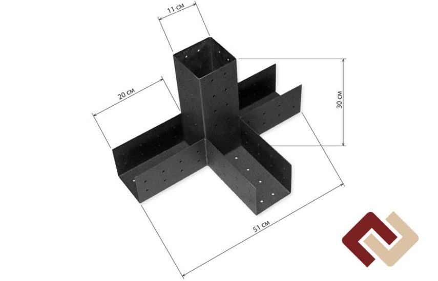 Кронштейн-коннектор четверной открытый верх под брус 100х100