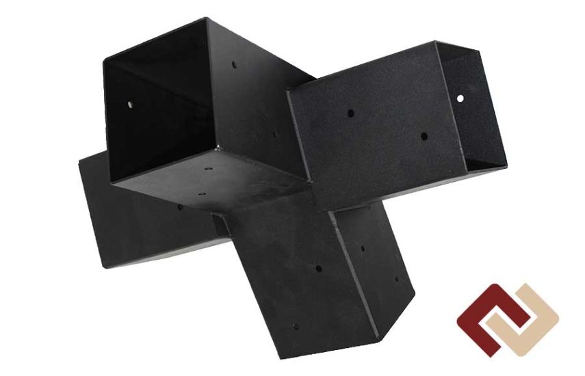 Кронштейн-коннектор четверной проходной коньковый 120° под брус 100х100