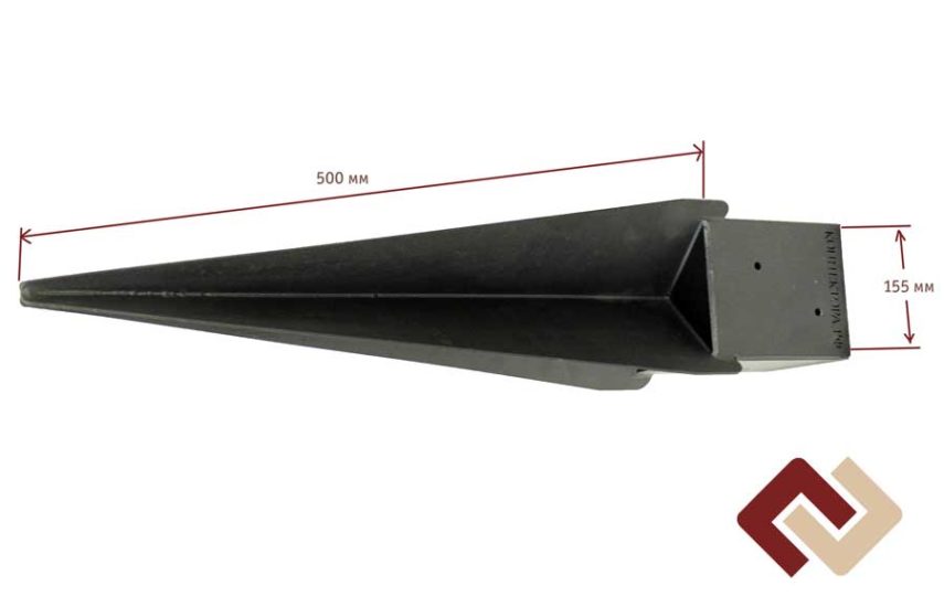 Свая-коннектор забивная под брус 150х150 длина лезвия 500 мм