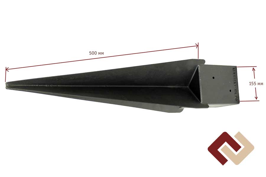 Свая-коннектор забивная под брус 150х150 длина лезвия 500 мм